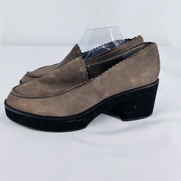 Eileen Fisher Women's Harria Platform Loafer Size 11 In Grey Scalloped Trim - Picture 4 of 14